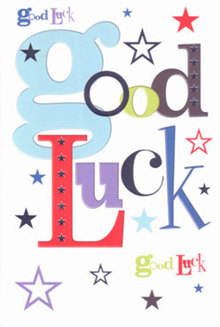 This exuberant good luck card delivered across Great Bookham radiates both cheerful confidence and heartfelt warmth, reminiscent of the lively market stalls in the village centre. The bold, oversized 'g' in soft baby-blue sets a whimsical tone, followed by a parade of letters in bright scarlets, deep purples, and rich greens, all thoughtfully chosen for visual harmony. Sprinkles of stars in midnight, indigo, sky blue, and delicate lavender seem to dance across the pristine white background, evoking evening strolls beneath starlit Surrey skies. The tactile smoothness of the card whispers quality, inviting the fingertips to trace the playful typography and delight in its designer's eye. Each colour and font is expertly balanced, conveying not just words, but encouragement and anticipation-the very emotions felt when sending warm wishes to a friend on a new journey, whether they're starting a new position along East Street or preparing for exams at a local school. With the same sense of purpose that goes into arranging fresh local blooms, this card expresses genuine support-reminding the recipient that luck is not only wished for, but truly felt. Ideal for marking milestones or encouraging big dreams, this design carries a sense of belonging, much like the pride of being part of the Great Bookham community.